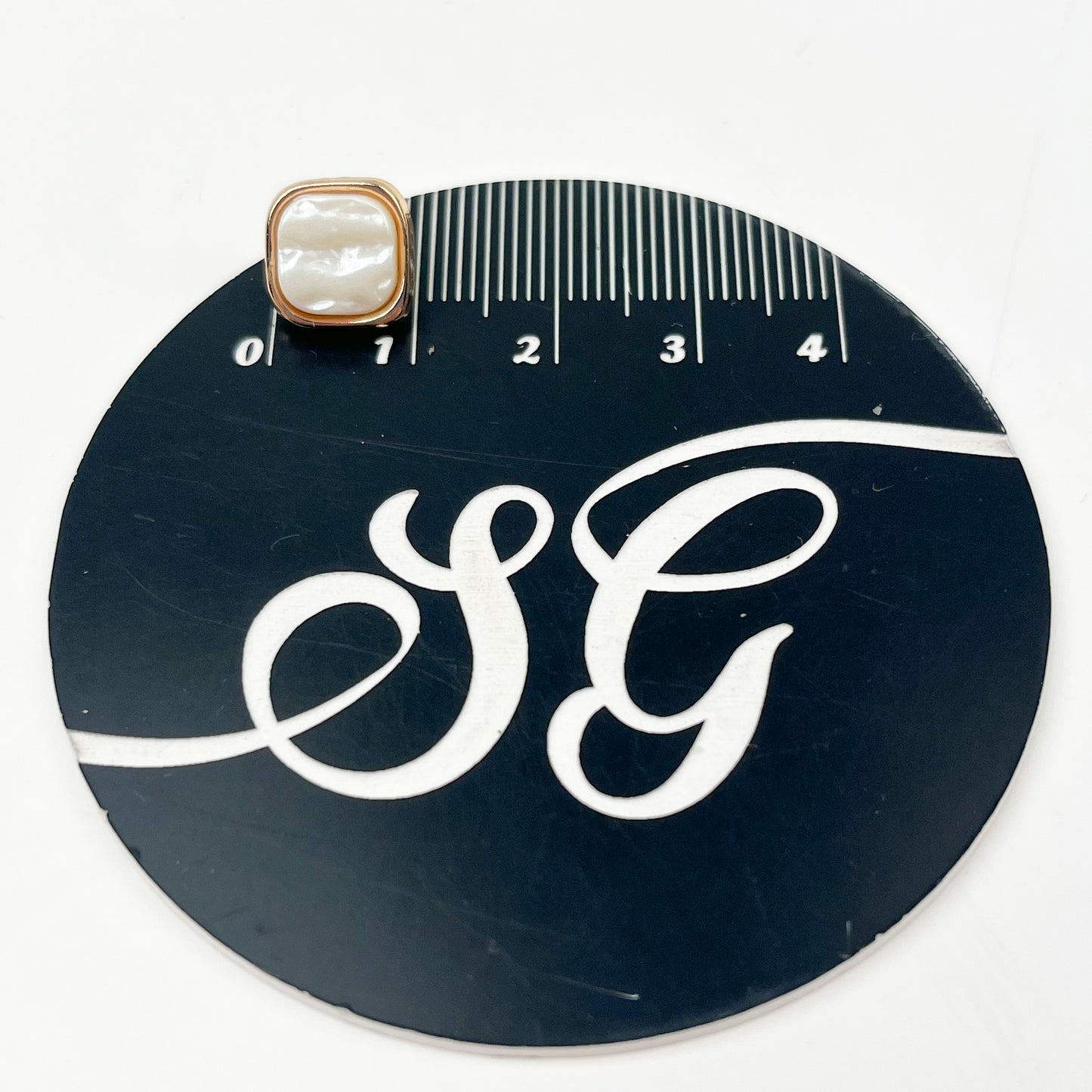 Sewing Gem - Metal Square Buttons with Imitation Shell Insert - 10mm - 2 Colours