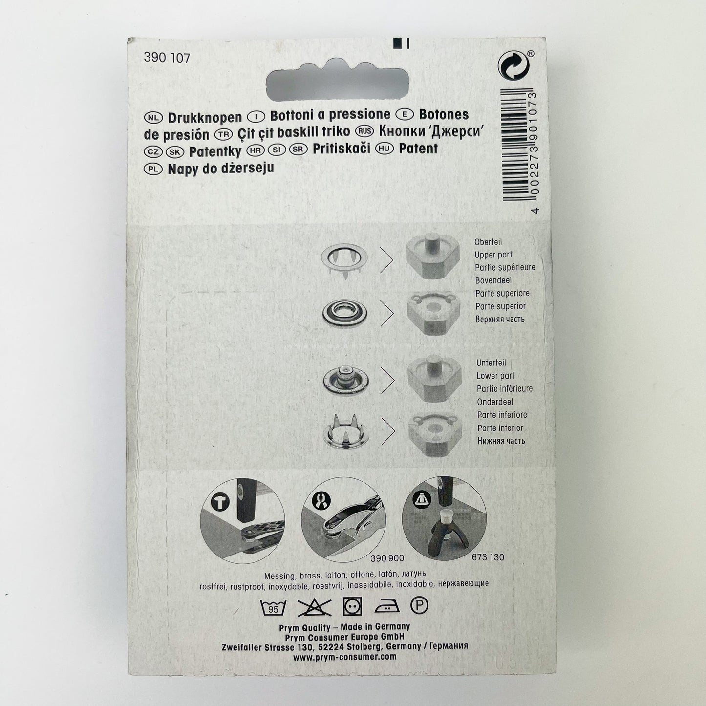 Prym - Jersey Non-Sew Press Fasteners - 10mm Silver