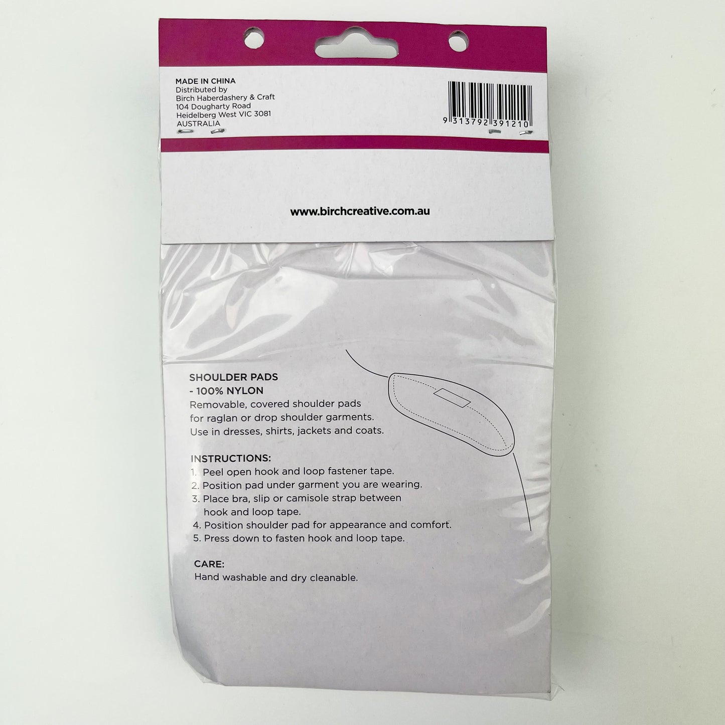 Birch - Raglan Shoulder Pads - Teardrop Shape - Covered