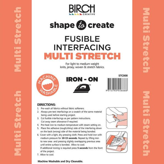 Birch Shape to Create - Multi Stretch Soft Interfacing - Black or White