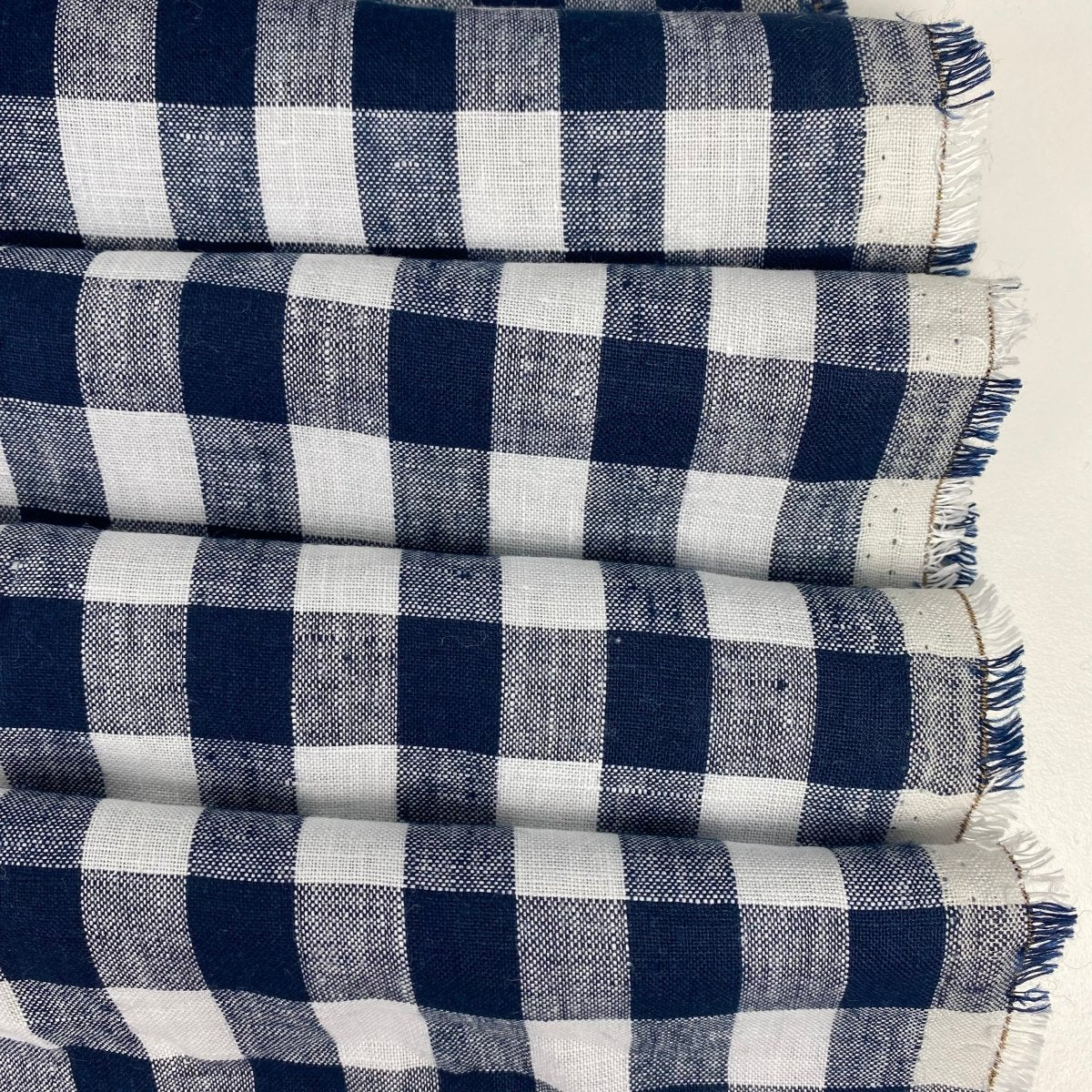 Collette - 100% Linen - Navy Check