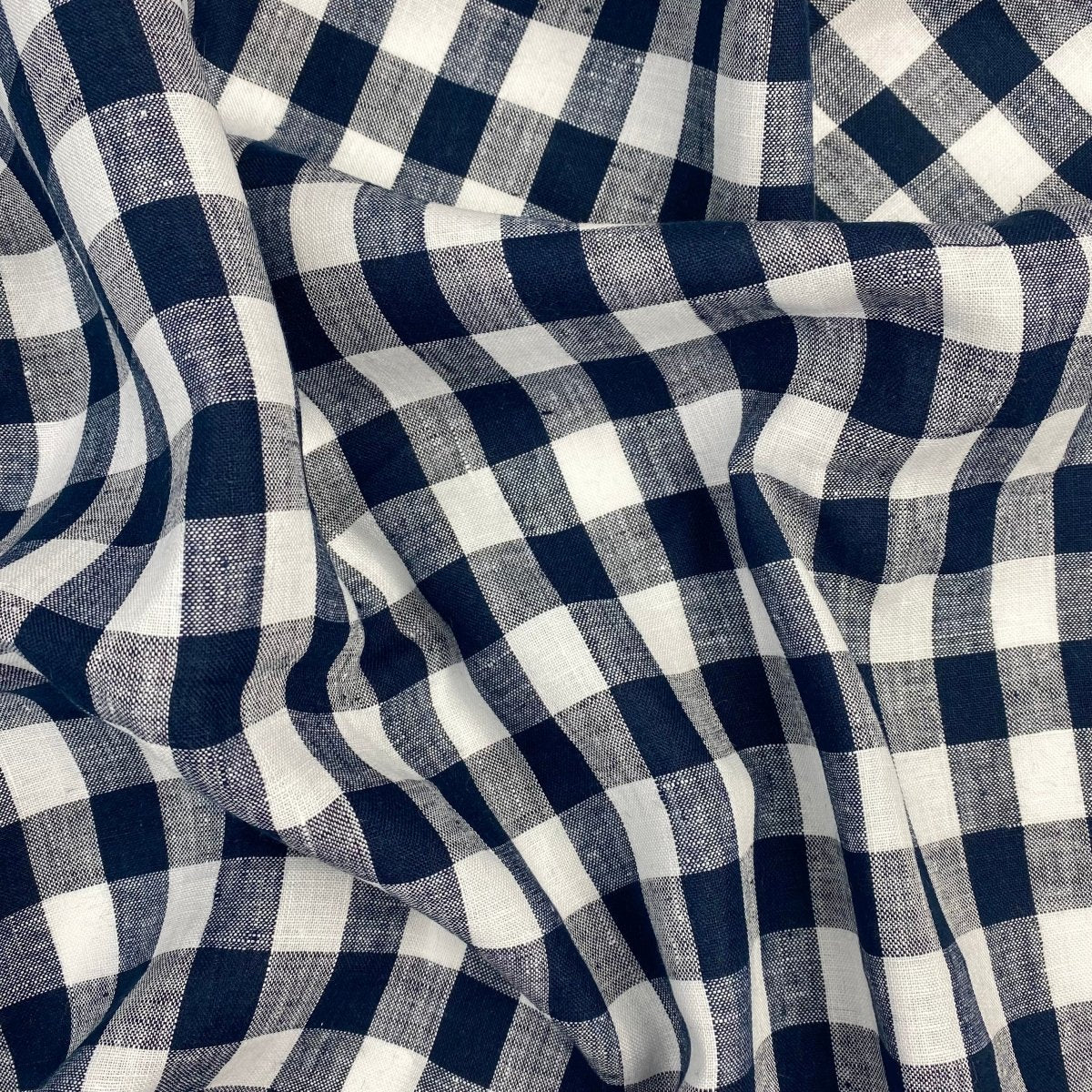 Collette - 100% Linen - Navy Check