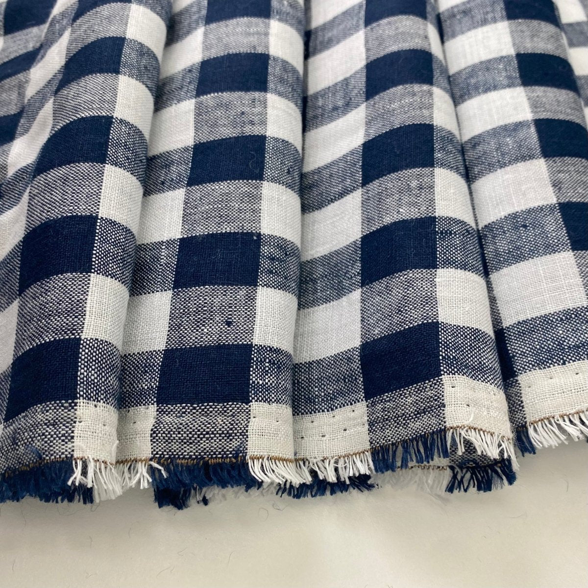 Collette - 100% Linen - Navy Check