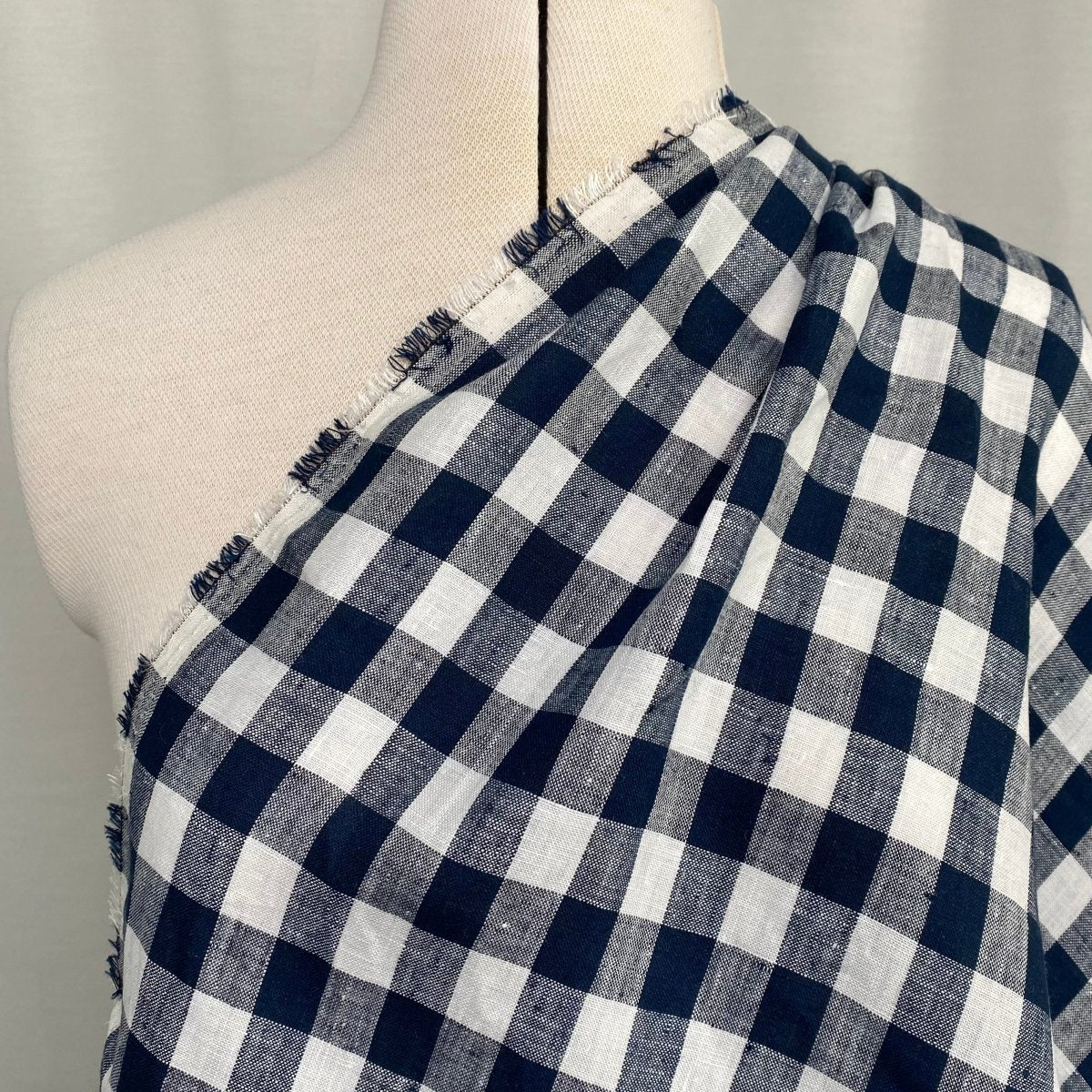 Collette - 100% Linen - Navy Check