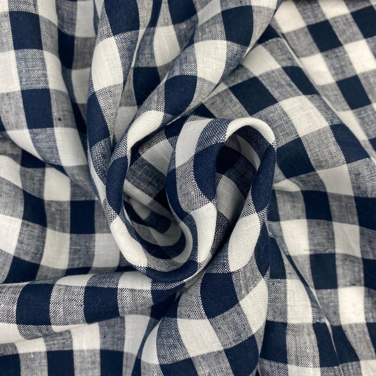 Collette - 100% Linen - Navy Check