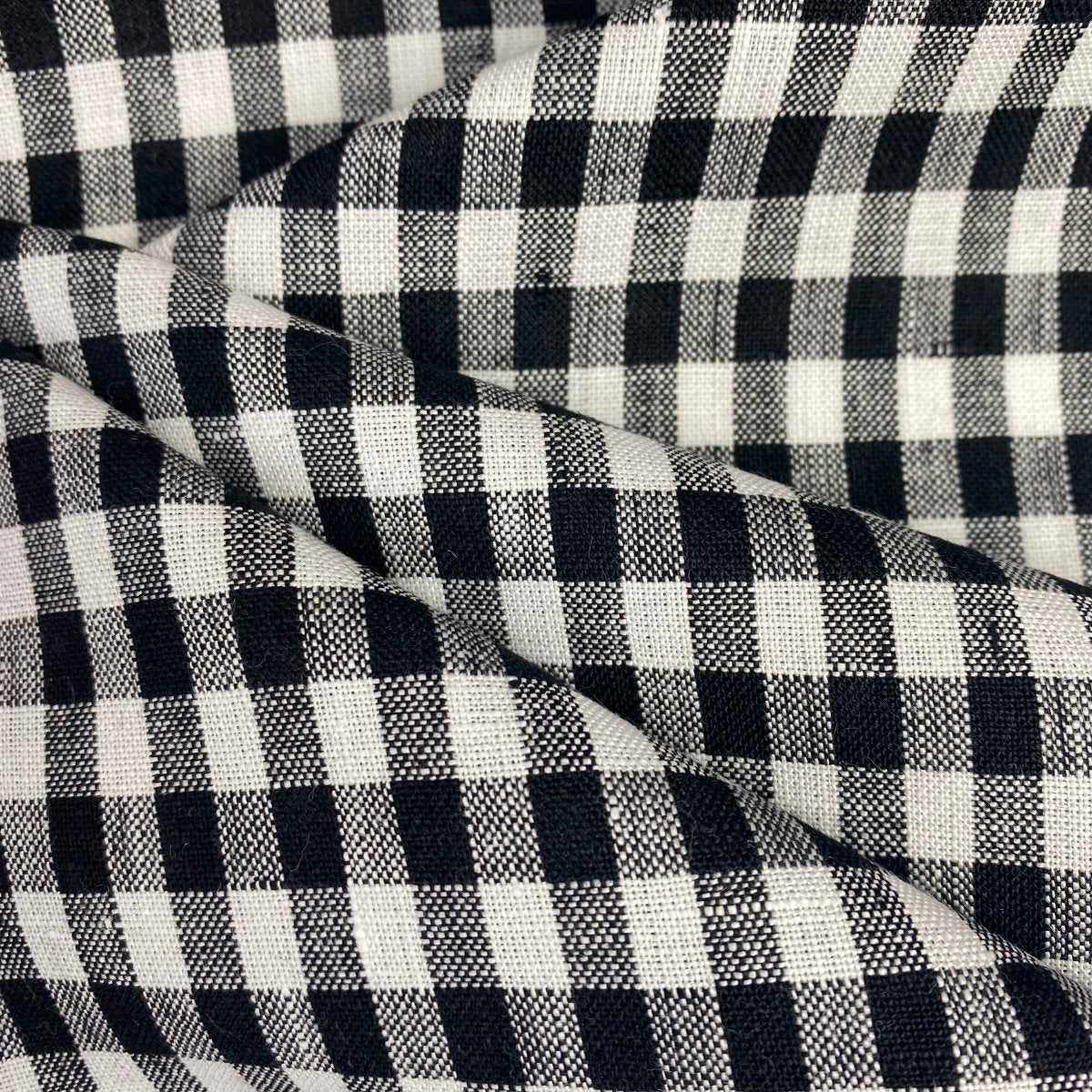 Collette - 100% Linen - Small Black Check