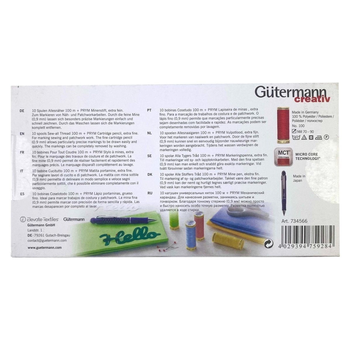 Gutermann Creativ Thread Pack - With Bonus Cartridge Pencil