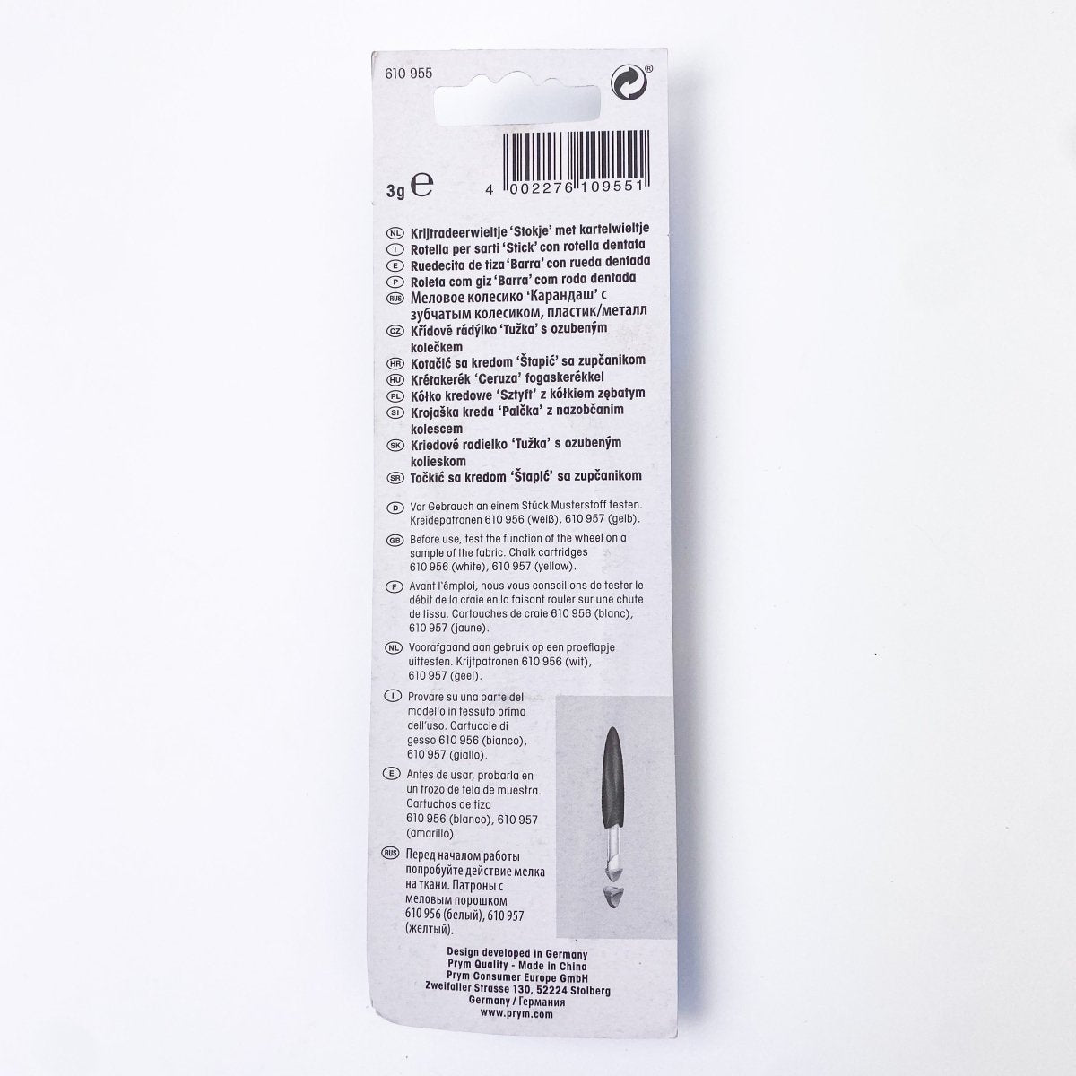 Prym - Chalk Wheel Stick - Sewing Gem