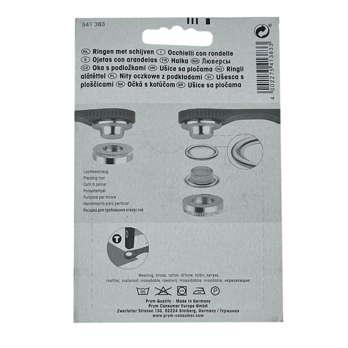 Prym - Eyelets with Washers - Silver Brass - 5 sizes - Sewing Gem