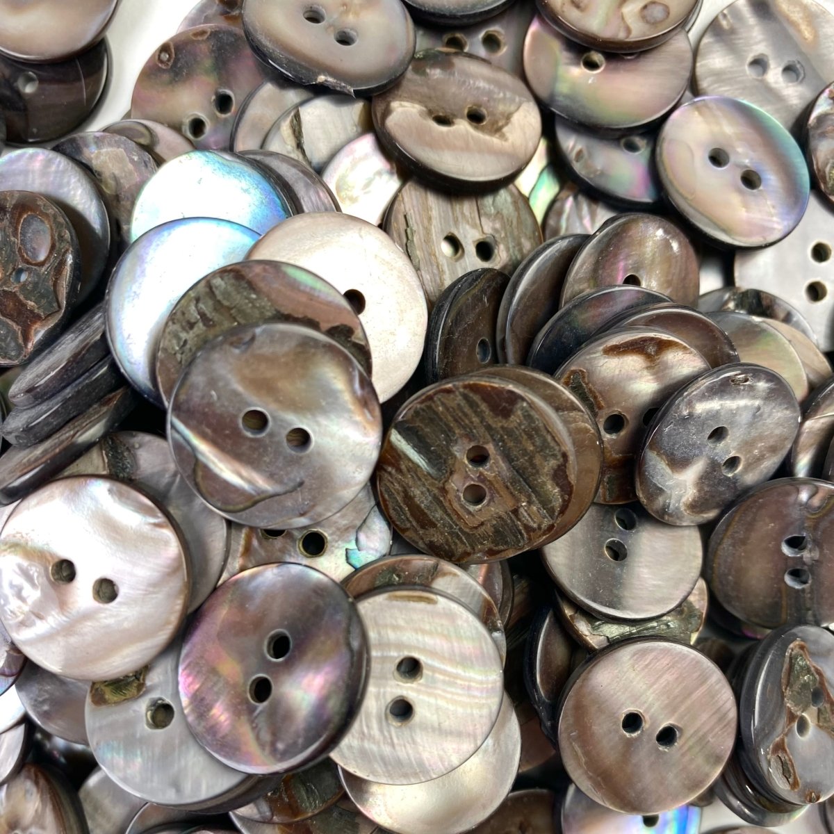 Sewing Gem - 2 Hole, Natural Black Shell Buttons - 17mm - Sewing Gem
