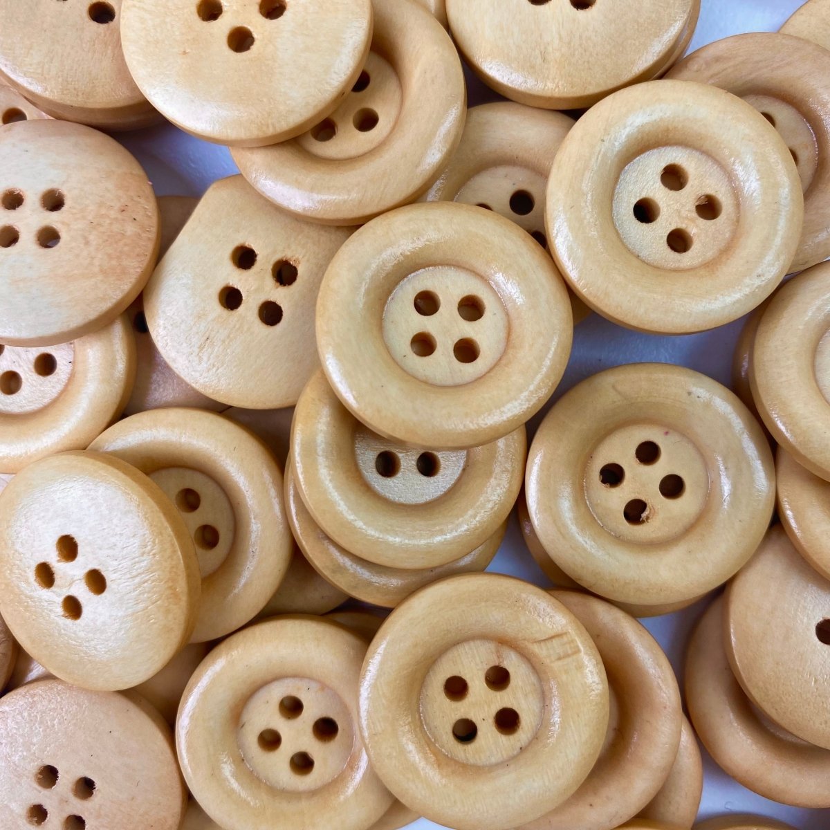 Sewing Gem - 4 Hole Light Gloss Wooden Button Papaya Whip - 23mm - Sewing Gem