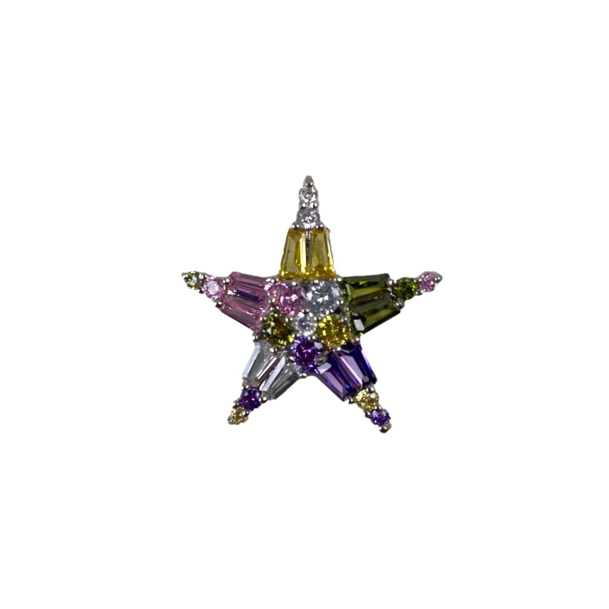 Sewing Gem - Cubic Zirconia Brass Shank Buttons - Rainbow Star - Sewing Gem