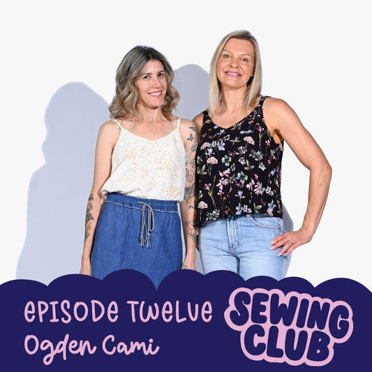 Two women wearing a hand sewn Ogden Cami top