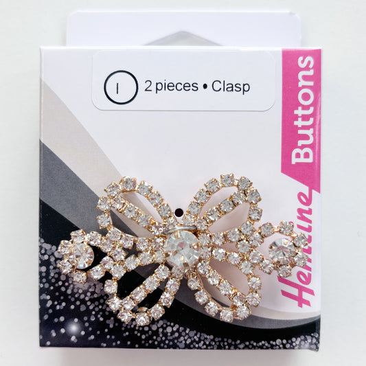 Hemline - Diamond Bow Gold Button/Clasp