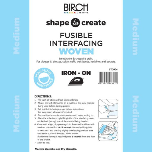 Birch - Shape to Create - Fusible Medium Weight Woven Interfacing - White
