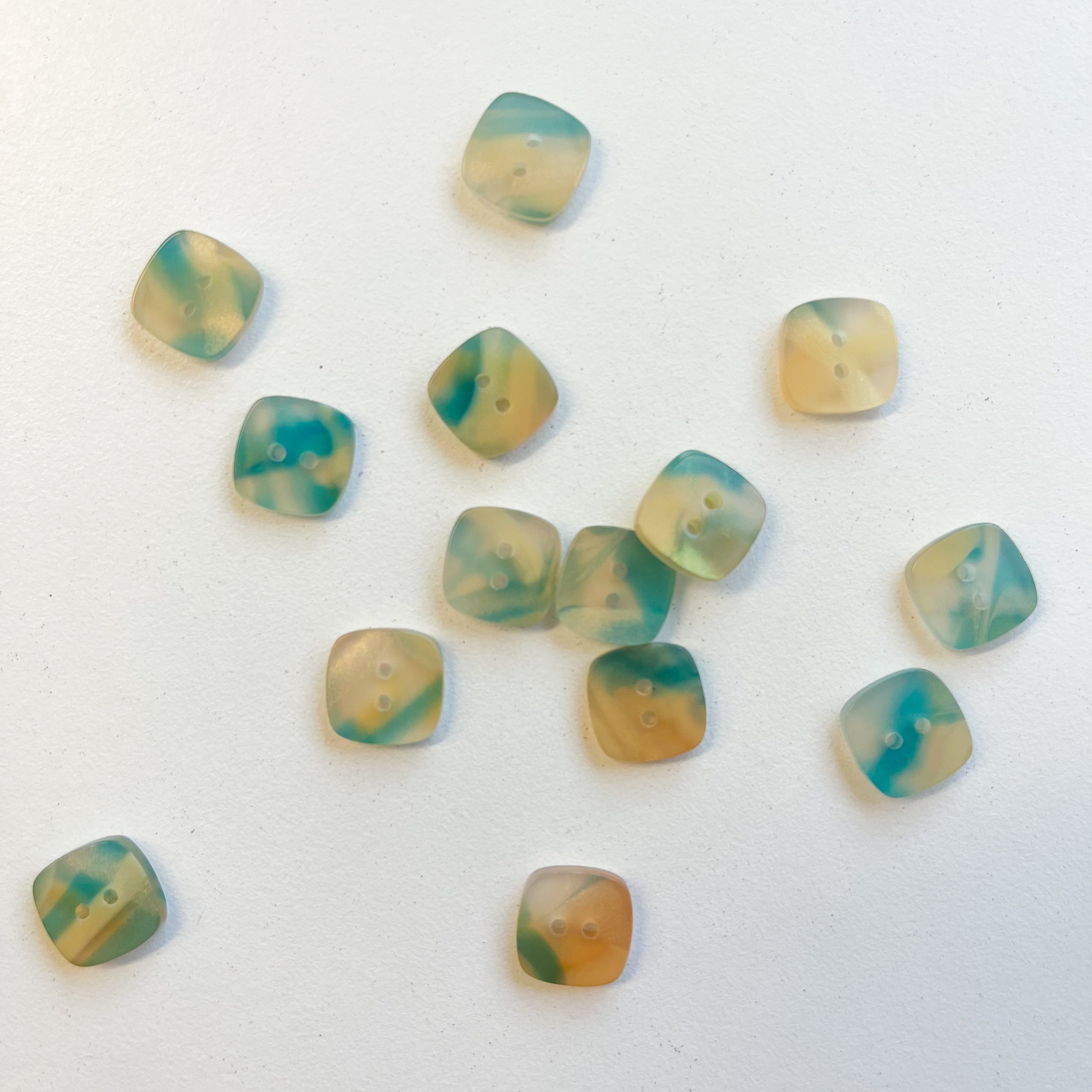 Sewing Gem - Square 2 Hole Candy Coloured Buttons - 11mm
