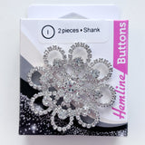 Hemline - Diamond Daisy Silver Button