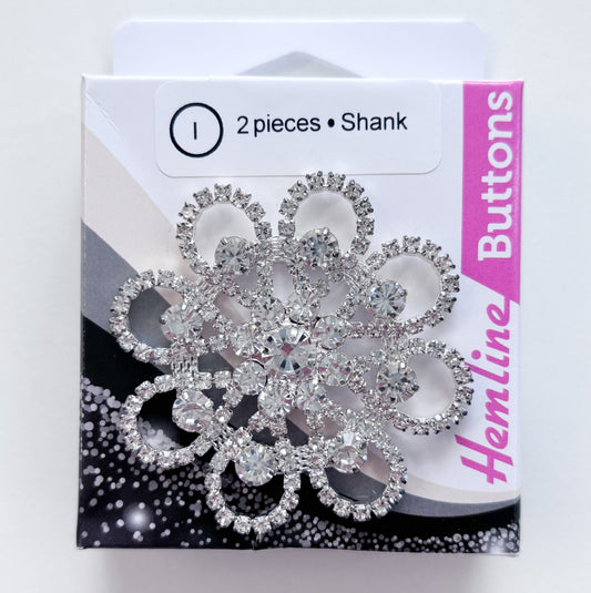 Hemline - Diamond Daisy Silver Button