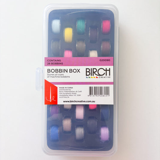 Birch - Bobbin Box With 28 Colour Bobbins