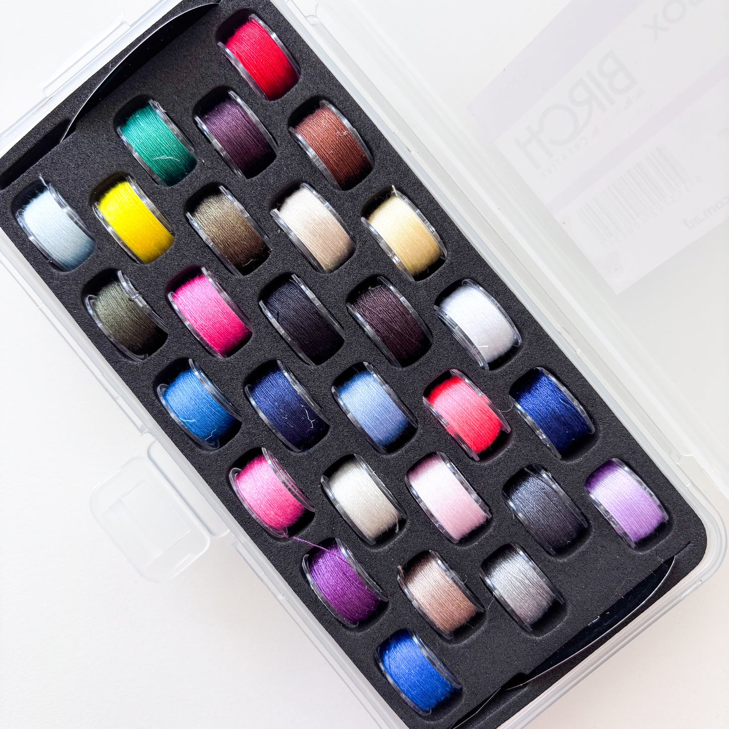 Birch - Bobbin Box With 28 Colour Bobbins