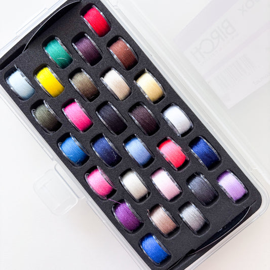 Birch - Bobbin Box With 28 Colour Bobbins