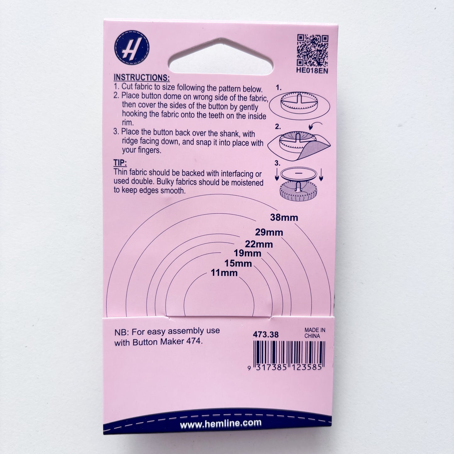 Hemline - Self Cover Buttons - Assorted Sizes