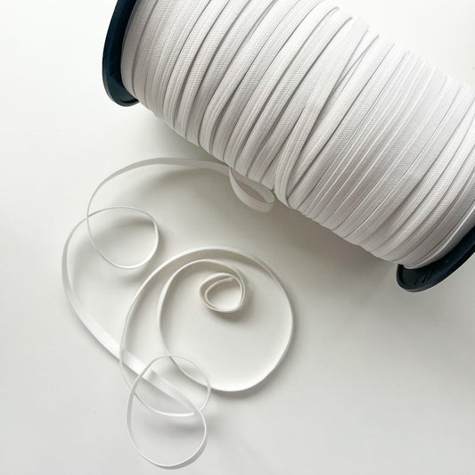 Sullivans - Polyester Knitted (Swimwear) Elastic - 6mm or 9mm Wide - White - Price Per Metre