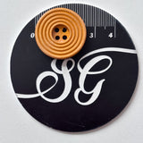 Sewing Gem - 4 Hole, Ridged Light Gloss Wooden Button