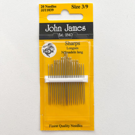 John James Sharps - Size 3/9 - 20 Needle Pack