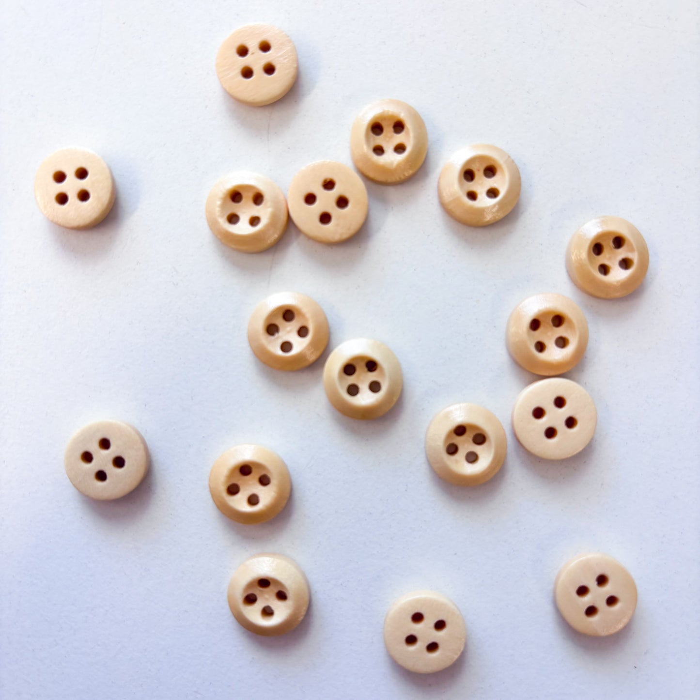 Sewing Gem - 4 Hole, Light Coloured Wooden Chamfered Buttons - Multiple Sizes