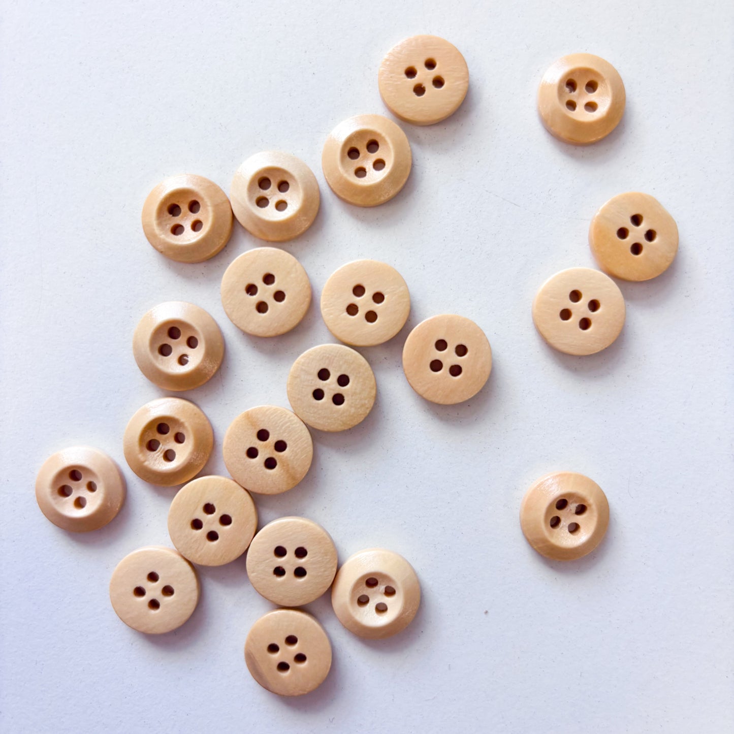 Sewing Gem - 4 Hole, Light Coloured Wooden Chamfered Buttons - Multiple Sizes