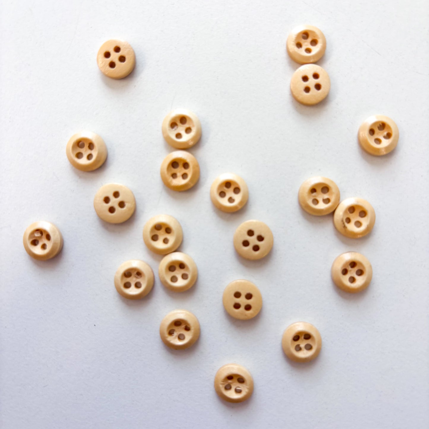 Sewing Gem - 4 Hole, Light Coloured Wooden Chamfered Buttons - Multiple Sizes