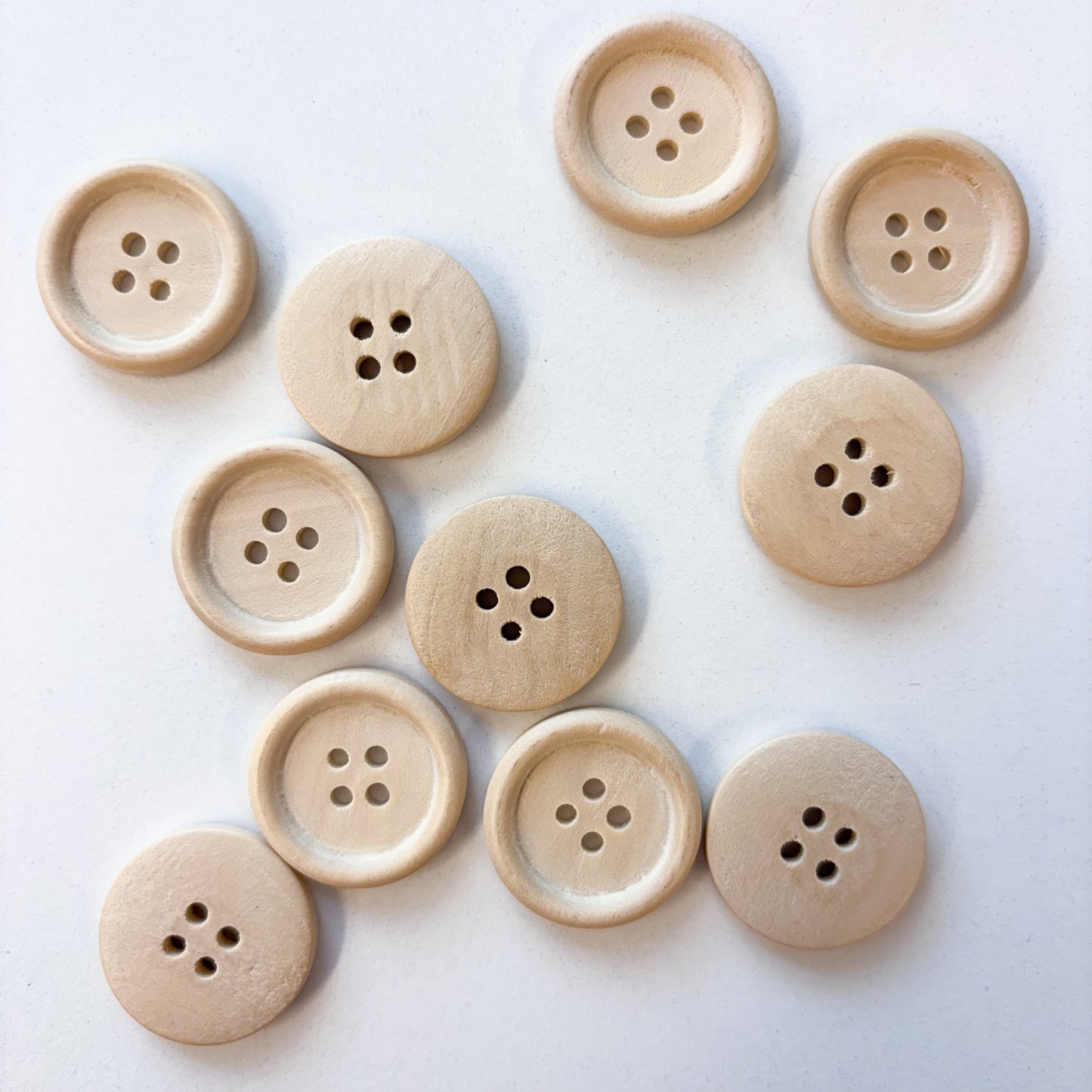 Sewing Gem - 4 Hole Natural Wooden Button - Multiple Sizes
