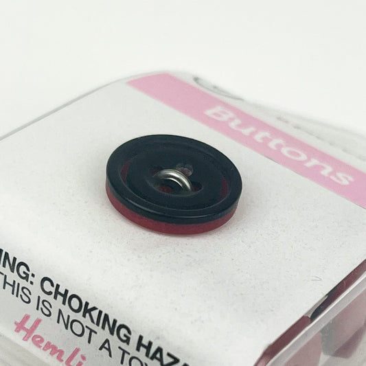 Hemline - Black with Red Buttons - 14mm