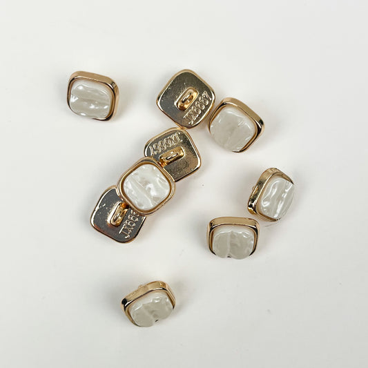 Sewing Gem - Metal Square Buttons with Imitation Shell Insert - 10mm - 2 Colours