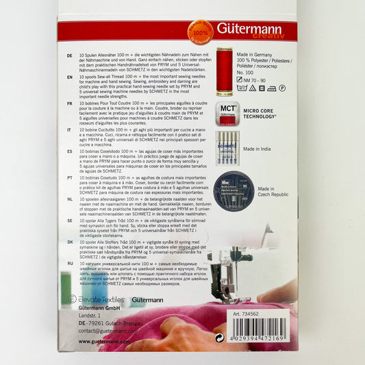 Gutermann Creativ Thread Pack - With Sewing Needles for Machine and Hand Sewing