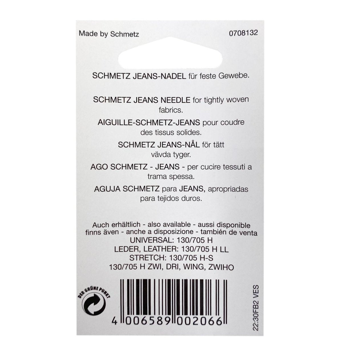 Schmetz - Jeans Sewing Machine Needles