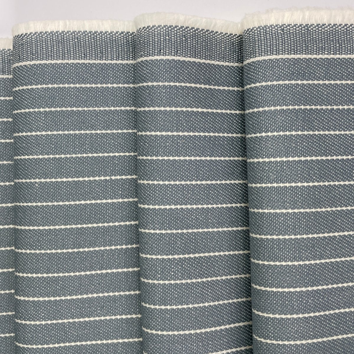 100% Cotton Yarn Dyed Dobby - Blue With White Pinstripe