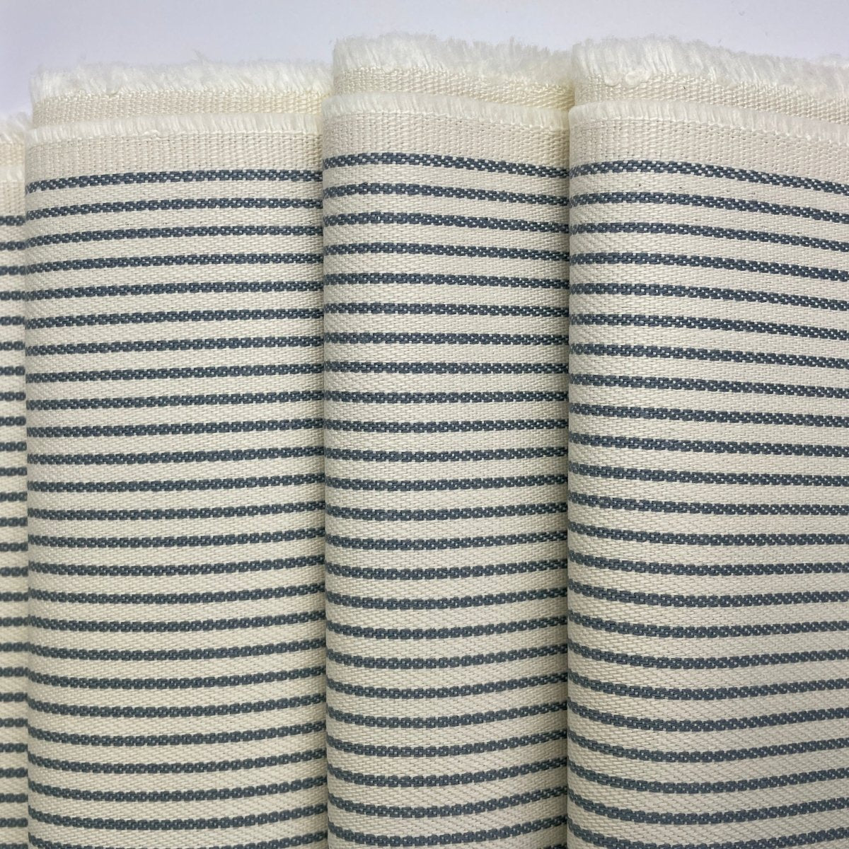 100% Cotton Yarn Dyed Dobby - White With Blue Stripe