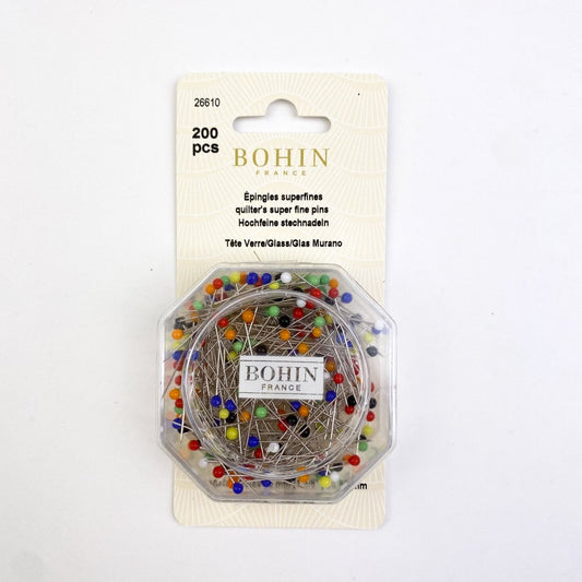 Bohin - Glass Head Pins - Quilter's Super Fine 200pk