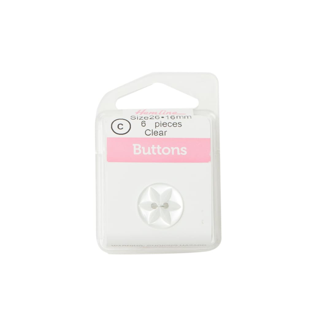 Hemline - Clear Buttons - 16Mm - All Products