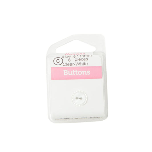 Hemline - Clear White Buttons - 11Mm - All Products