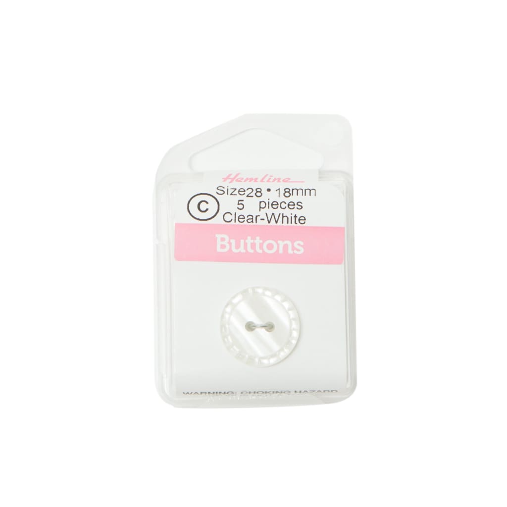 Hemline - Clear White Buttons - 18Mm - All Products