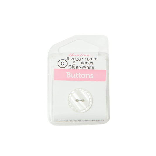 Hemline - Clear White Buttons - 18Mm - All Products