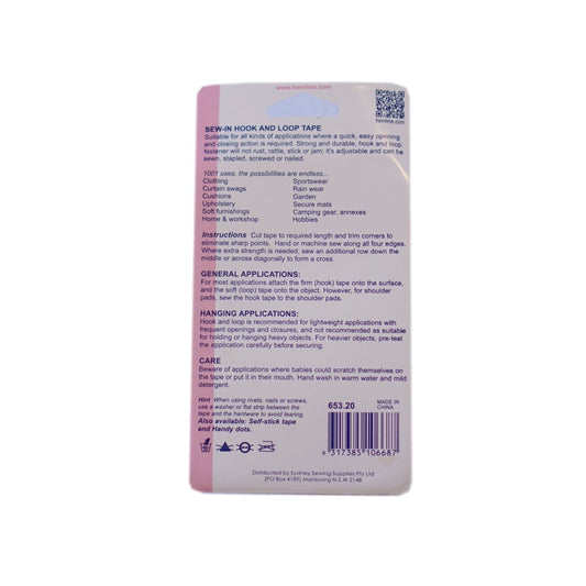 Hemline - Hook & Loop Tape - Sew In - White