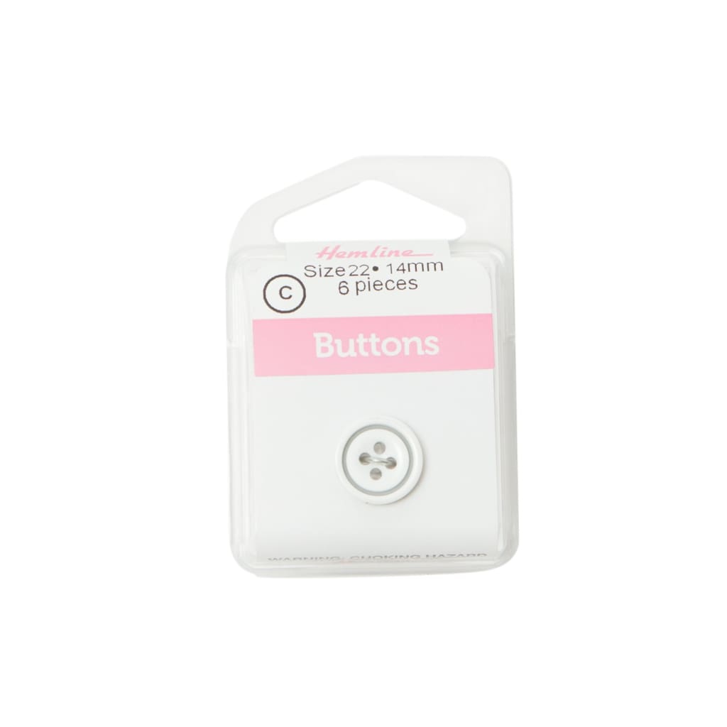 Hemline - White Buttons - 14Mm - All Products
