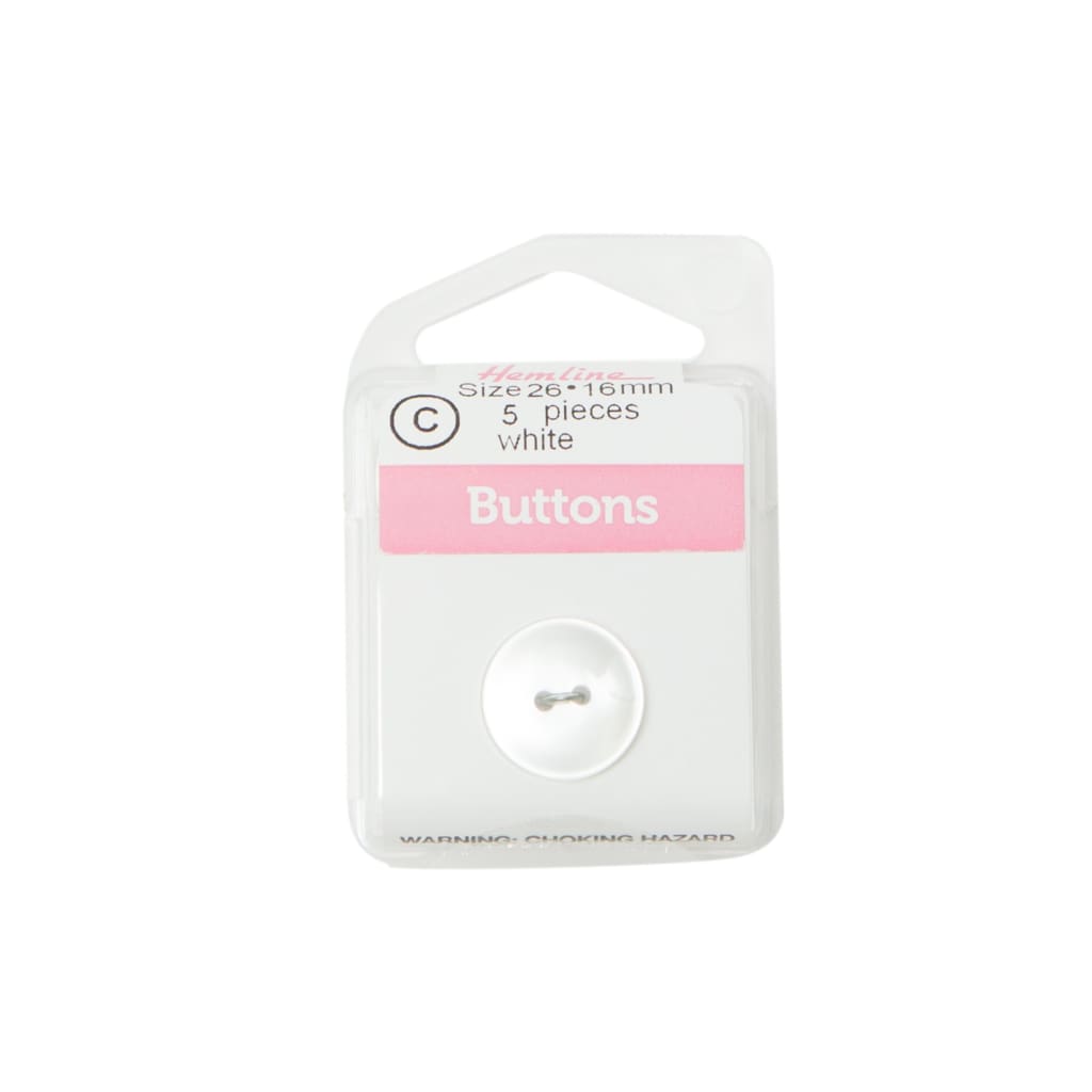 Hemline - White Buttons - 16Mm - All Products