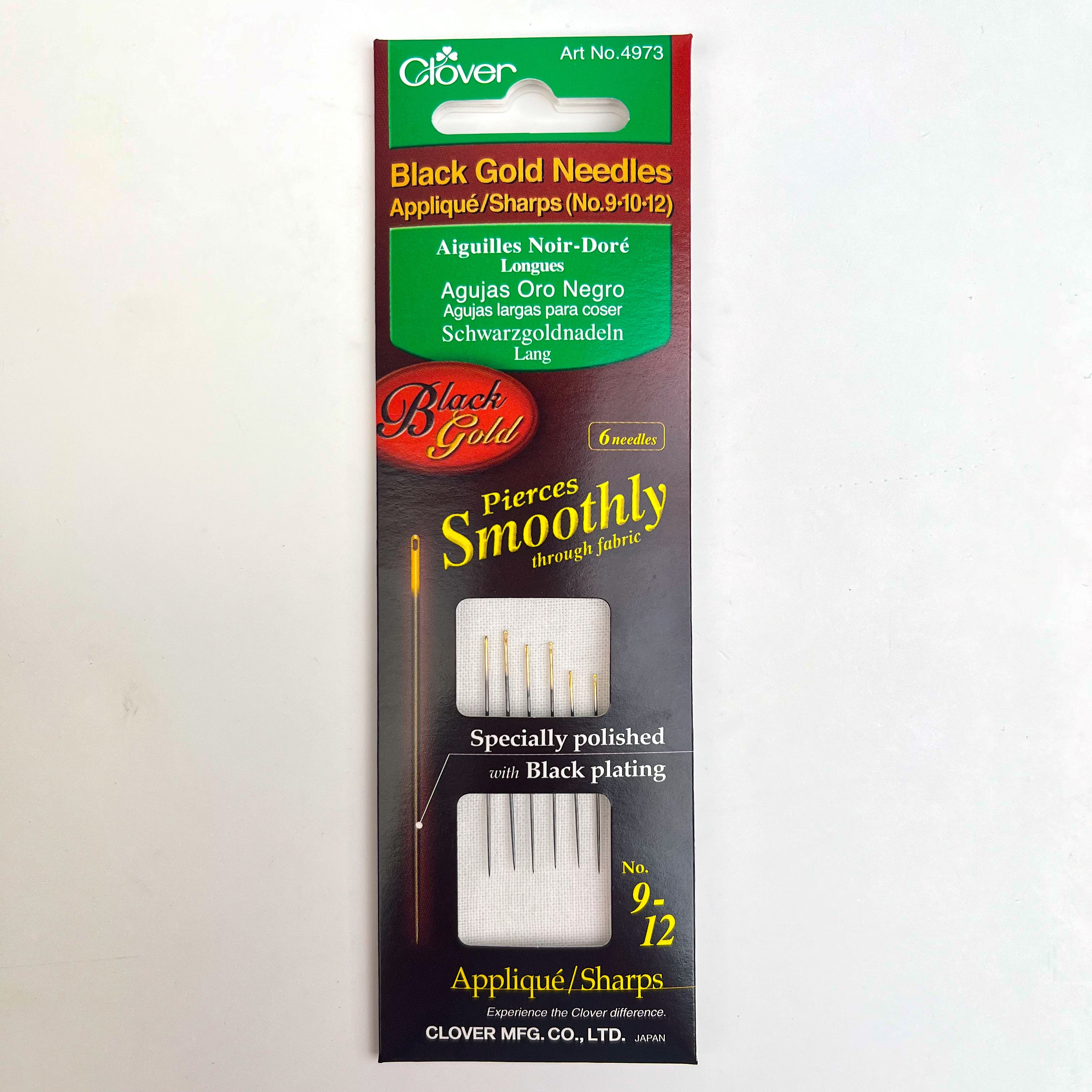 Clover Black Gold Appliqué/Sharps Needles – Sizes 9, 10, 12