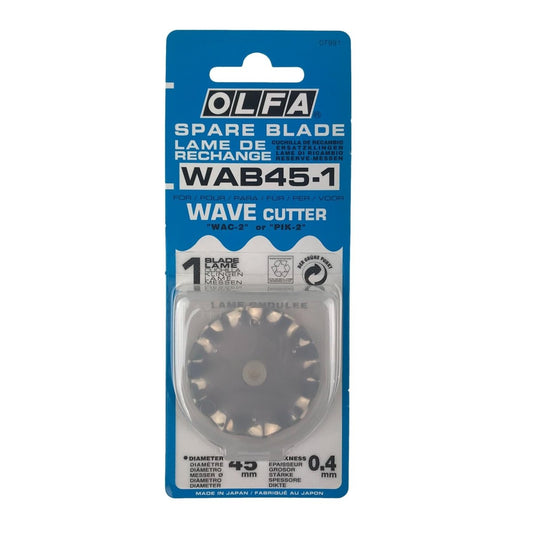 Olfa - Rotary Cutter Spare Blade - 1 Wave Blade - 45mm - Sewing Gem