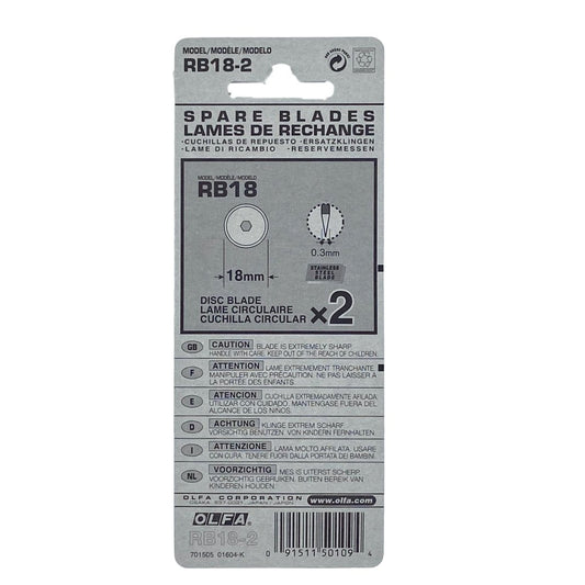 Olfa - Rotary Cutter Spare Blades - 2 Pack - 18 mm - Sewing Gem